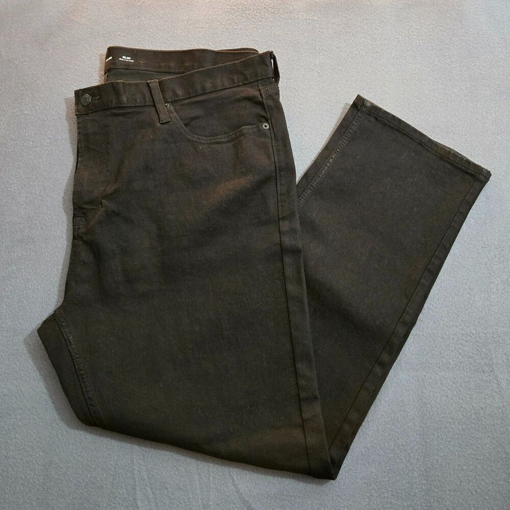 Old Navy Men 42X30(29.5) Black Slim Straight Built in Flex Denim Jeans
